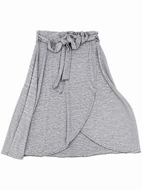 GAP Women’s Grey Stripe Long Wrap Skirt with Waist Tie